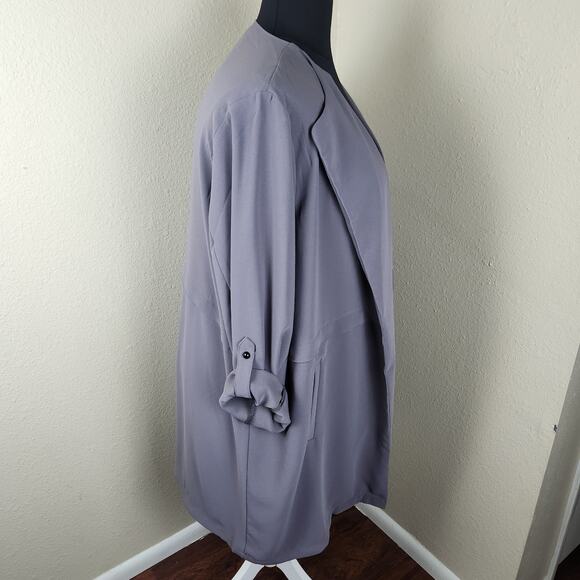 Philosophy Longline Open Front Jacket Lightweight Blazer Roll Up Sleeves 2X - Picture 3 of 10